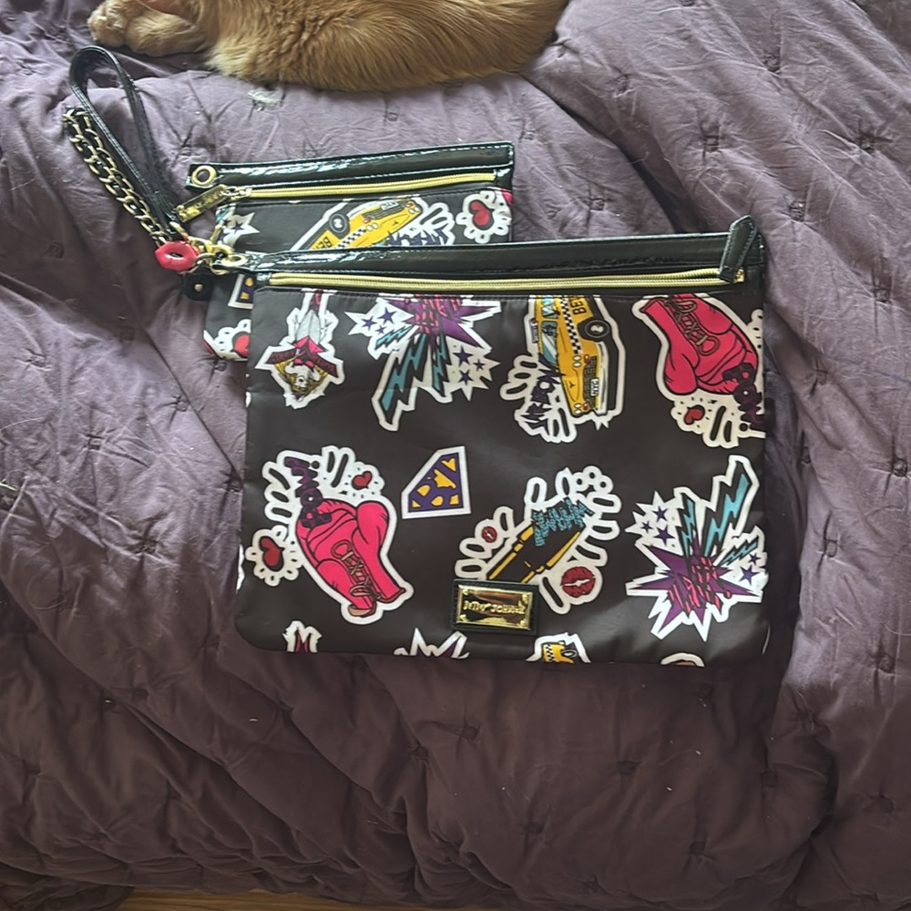 Betsey Johnson Black Multi-Color Graphic Crossbody Bag - Picture 8 of 12